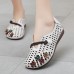 Women Hollow Ethnic Floral Embellished Loafers Casual Breathable Soft Comfy Flat Shoes