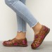  Genuine Leather Handmade Woven Comfy Breathable Hollow Ethnic Floral Embellished Flat Shoes