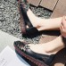 Plus Size Women Breathable Soft Comfy Genuine Leather Floral Embellished Hand Stitching Flat Shoes