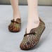 Women Hollow Ethnic Floral Embellished Loafers Casual Breathable Soft Comfy Flat Shoes