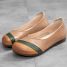 Women Comfortable Round Toe Patchwork Colorblock Slip  On Walking Flat Loafers Shoes