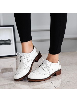 Women Lace  up Comfy Versatile Office Shoes Retro Oxfords Flats