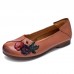  Genuine Leather Handmade Breathable Soft Comfy Floral Decor Casual Retro Ethnic Flats