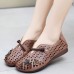 Women Hollow Ethnic Floral Embellished Loafers Casual Breathable Soft Comfy Flat Shoes