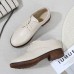 Women Lace  up Comfy Versatile Office Shoes Retro Solid Color Flats