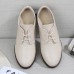 Women Lace  up Comfy Versatile Office Shoes Retro Solid Color Flats