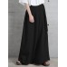 Women Side Zipper Solid Color Casual Wide Leg Pants With Pocket