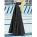 Women Loose Wide  Legged Solid Color Pleated Side Pockets Zipper Buttons Maxi Length Casual Pants