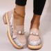 Plus Size Women Casual Fashion Rhinestone Decor Snakeskin Colorblock Loafers Shoes