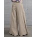 Women Side Zipper Solid Color Casual Wide Leg Pants With Pocket