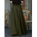 Women Solid Color Loose Casual Elastic Waist Wide Leg Pants With Pocket