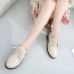 Women Lace  up Comfy Versatile Office Shoes Retro Solid Color Flats