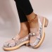 Plus Size Women Casual Fashion Rhinestone Decor Snakeskin Colorblock Loafers Shoes