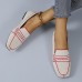 Women’s Soft Comfortable Knitted Stitching Large Size Square Toe Casual Flat Shoes