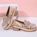 Plus Size Women Casual Fashion Rhinestone Decor Snakeskin Colorblock Loafers Shoes