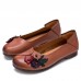  Genuine Leather Handmade Breathable Soft Comfy Floral Decor Casual Retro Ethnic Flats