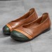 Women Comfortable Round Toe Patchwork Colorblock Slip  On Walking Flat Loafers Shoes