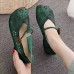 Women Solid Color Good  looking Retro Butterfly Wings Pattern Hollow Flat Loafers Shoes