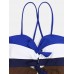 Women Swimwear Color Block Tie Front Tie Back One Piece