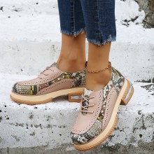 Plus Size Women Casual Fashion Snakeskin Colorblock Oxfords Shoes