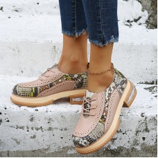 Plus Size Women Casual Fashion Snakeskin Colorblock Oxfords Shoes