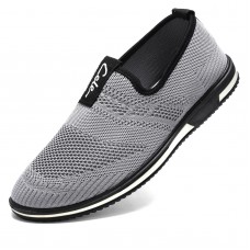 Men’s Knitted Hollow Breathable Antibacterial Deodorant Slip On Casual Sneakers