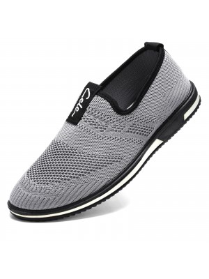 Men’s Knitted Hollow Breathable Antibacterial Deodorant Slip On Casual Sneakers