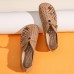 Women Hollow Ethnic Floral Embellished Loafers Casual Breathable Soft Comfy Flat Shoes