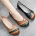 Women Comfortable Round Toe Patchwork Colorblock Slip  On Walking Flat Loafers Shoes