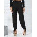 Women Solid Color Casual High Waist Jogger Pants With Pocket