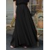 Women Solid Color Loose Casual Elastic Waist Wide Leg Pants With Pocket