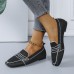 Women’s Soft Comfortable Knitted Stitching Large Size Square Toe Casual Flat Shoes