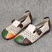 Women Breathable Retro Duck Paw Colorblock Hollow Soft Comfy Simple Slip On Flat Shoes