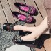 Plus Size Women Breathable Soft Comfy Genuine Leather Floral Embellished Hand Stitching Flat Shoes