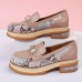 Plus Size Women Casual Fashion Rhinestone Decor Snakeskin Colorblock Loafers Shoes