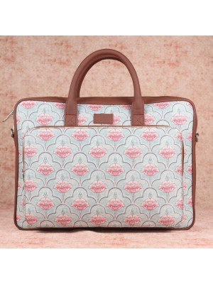 Karur Aquamarine Floral Motif Laptop Bag