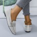 Women’s Soft Comfortable Knitted Stitching Large Size Square Toe Casual Flat Shoes