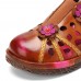  Genuine Leather Handmade Woven Comfy Breathable Hollow Ethnic Floral Embellished Flat Shoes