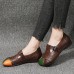 Women Breathable Retro Duck Paw Colorblock Hollow Soft Comfy Simple Slip On Flat Shoes