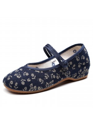 Women Breathable Fabric Button Flowers Ethnic Soft Comfy Old Peking Shoes